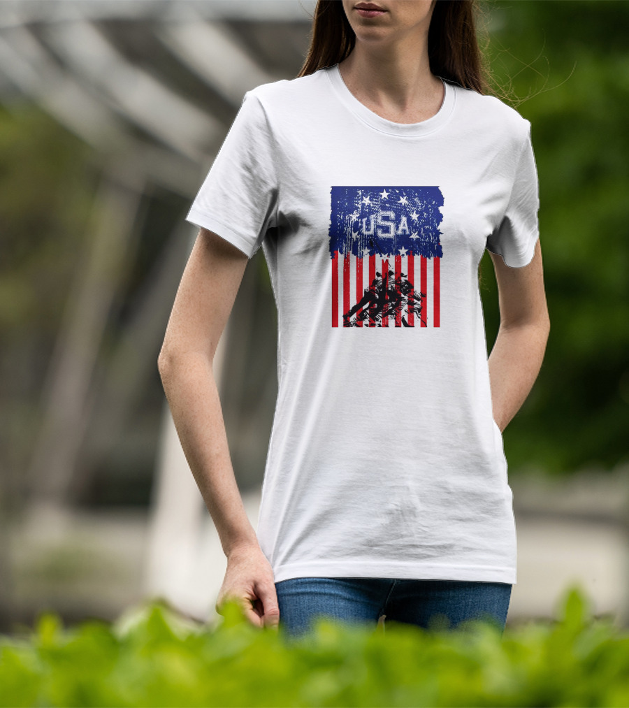 USA Stars And Stripes Iwo Jima Flag T-Shirt