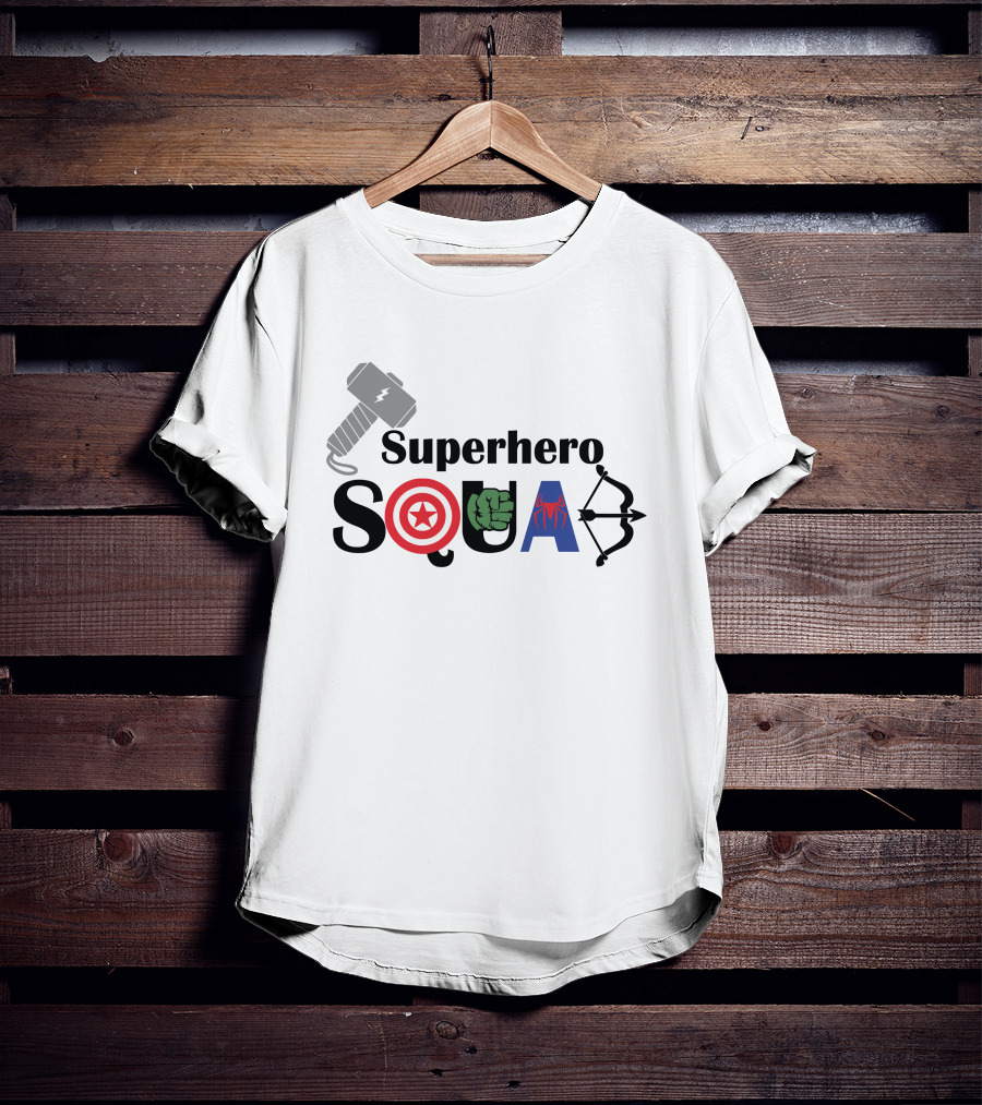 Superhero Squad Marvel Inspired Characters Avengers Symbols T-Shirt