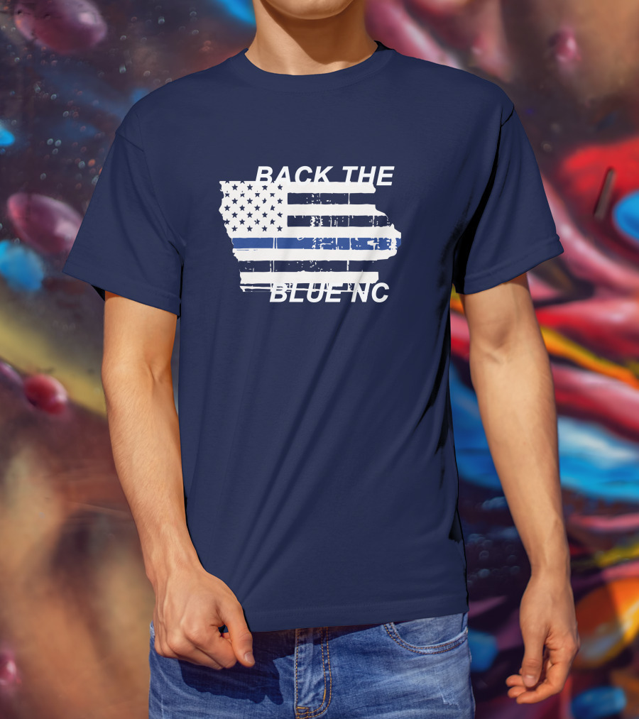 BACK THE BLUE NC American Flag T-Shirt