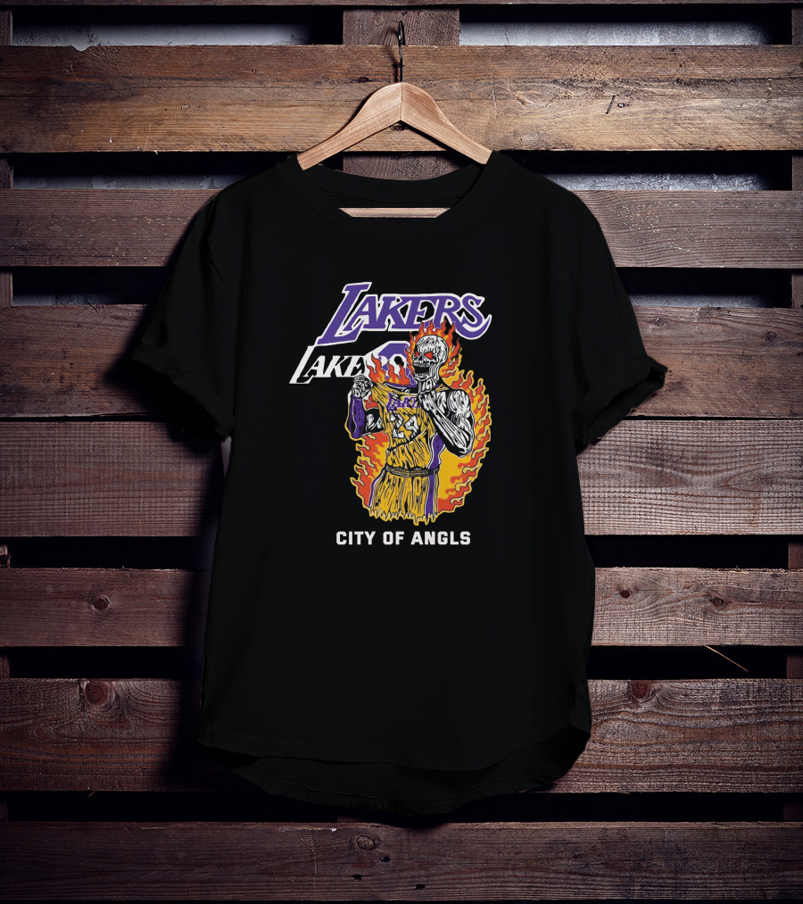 Lakers City Of Angels Flame Player Warren Lotas Los Angeles Jersey T-Shirt