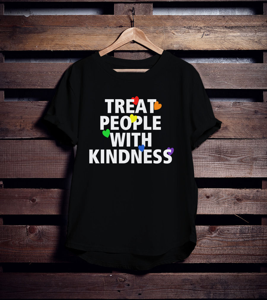 Treat People With Kindness Rainbow Hearts T-Shirt