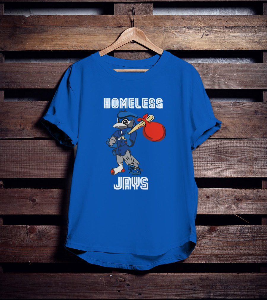 Homeless Jays Blue Character Holding Bag T-Shirt
