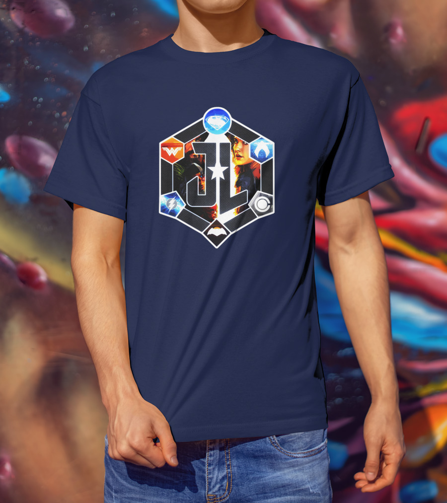 Zack Snyder Justice League JL Logo Wonder Woman Flash Cyborg Superman Batman Aquaman Icons T-Shirt