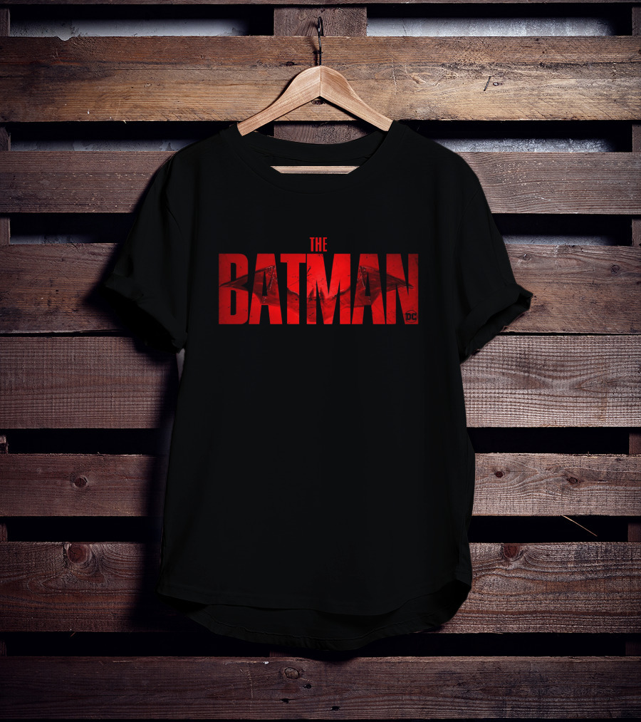 The Batman DC Red Text With Bat T-Shirt