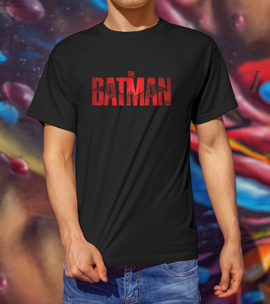 The Batman DC Red Text With Bat T-Shirt