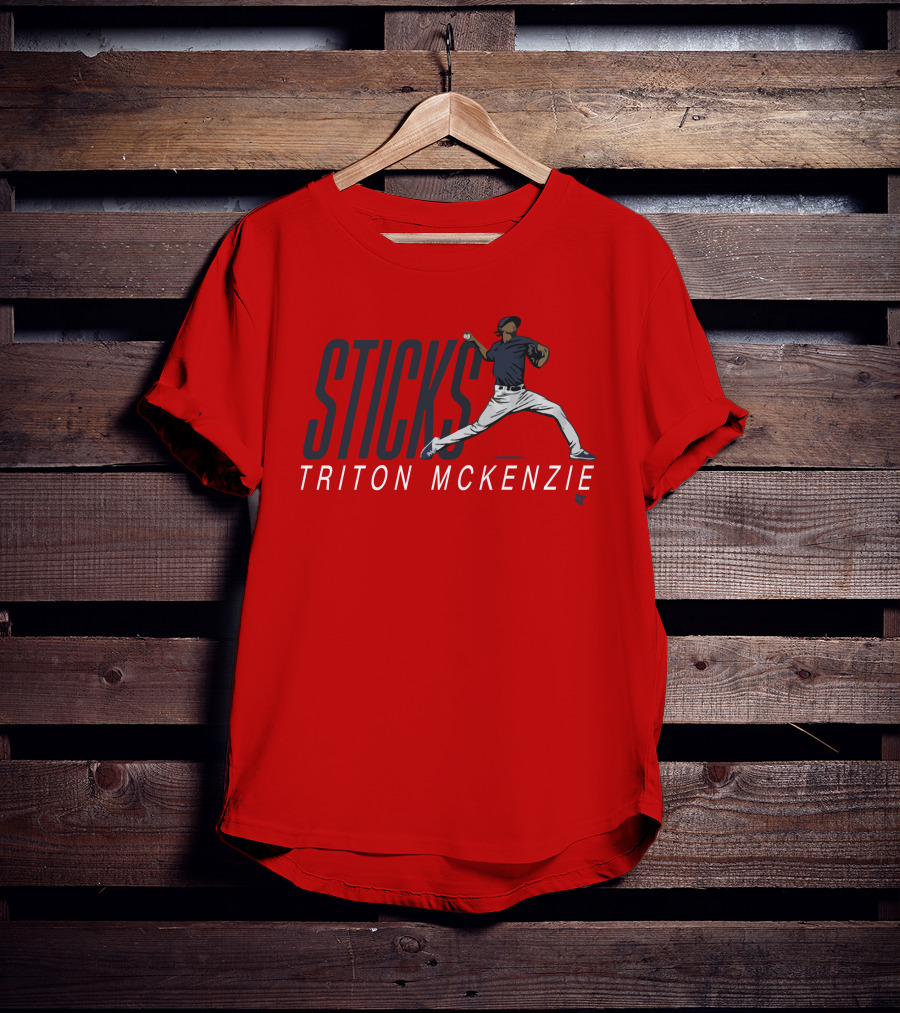 Triston McKenzie Sticks Pitching Motion Red T-Shirt