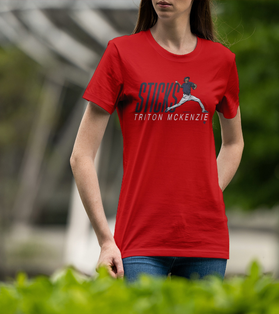 Triston McKenzie Sticks Pitching Motion Red T-Shirt