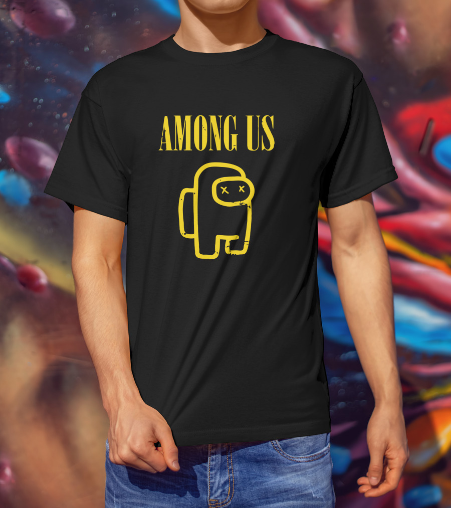 AMONG US Yellow Character Outline With X Eyes T-Shirt