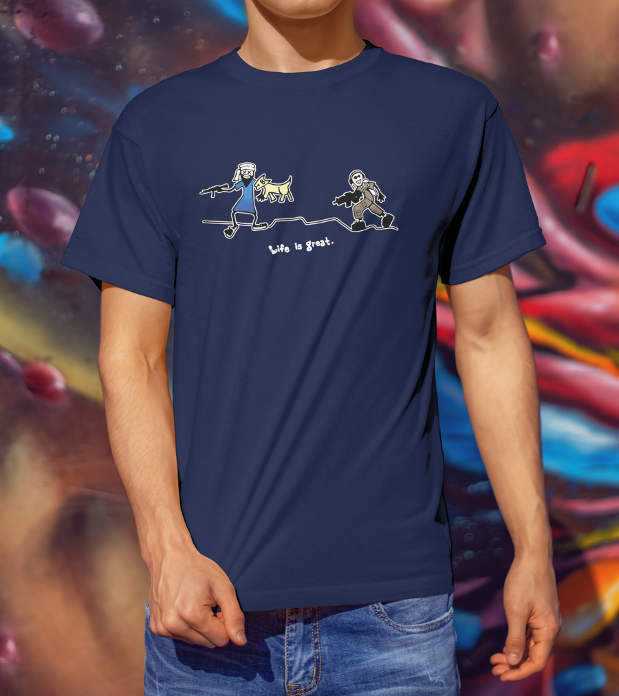 Life Is Great Stick Figure Adventure T-Shirt