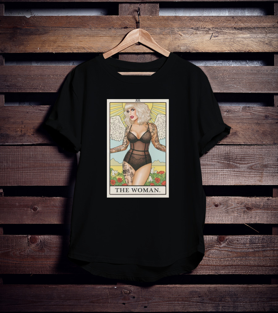The Woman Tarot Card Katya Tattoo Angel Rose Sunburst T-Shirt