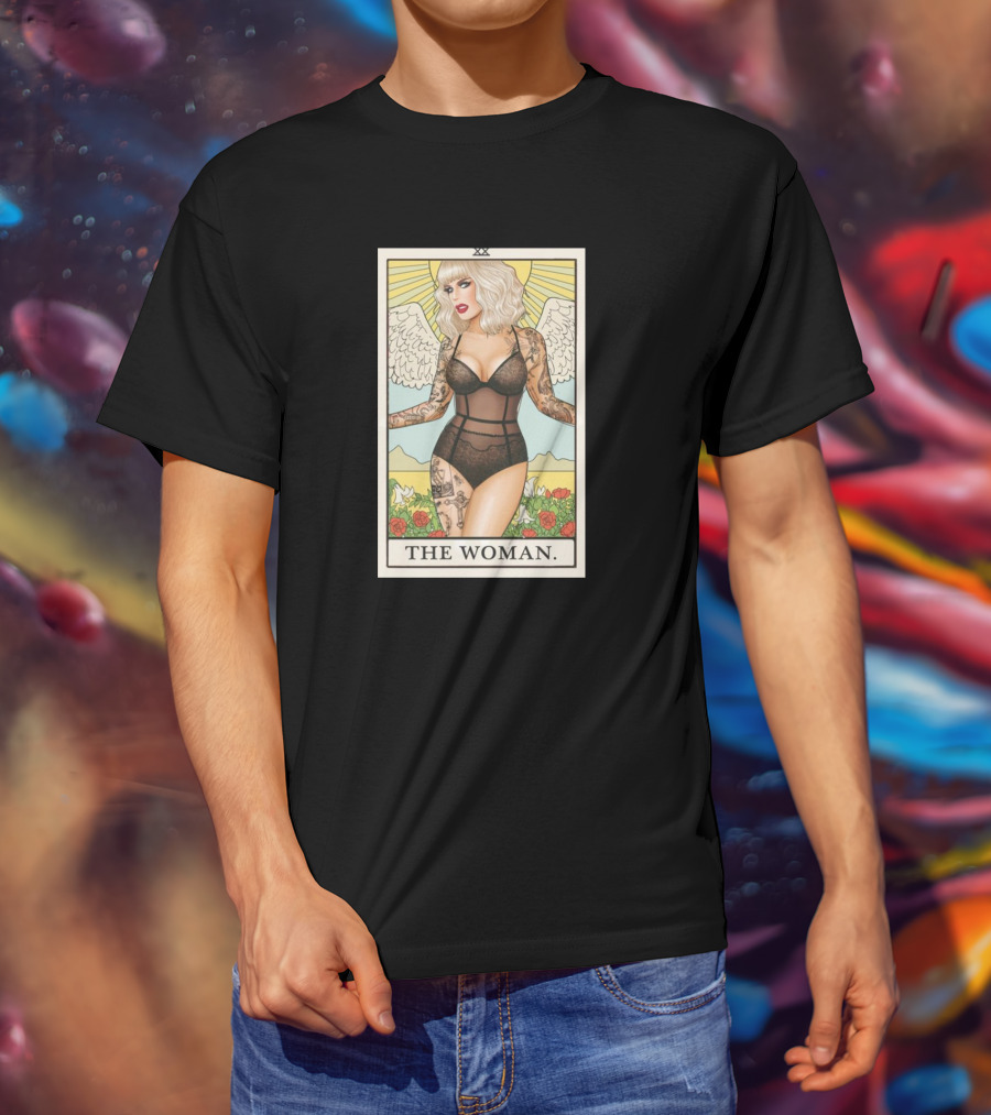 The Woman Tarot Card Katya Tattoo Angel Rose Sunburst T-Shirt