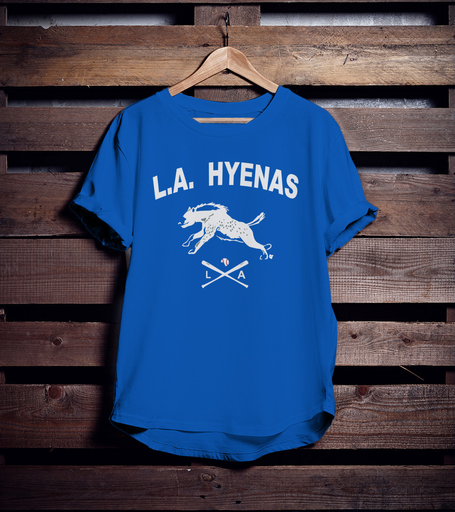 L.A. Hyenas Los Angeles Baseball Hyena With Crossed Bats T-Shirt