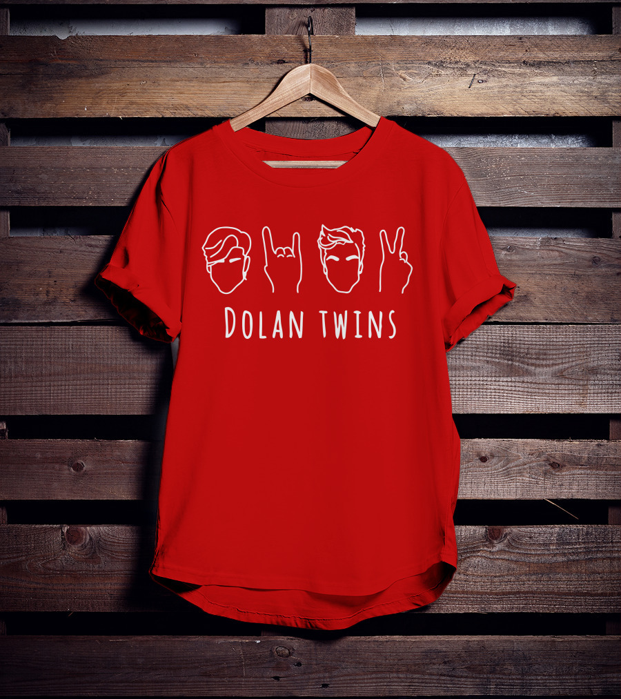 Dolan Twins Hand Gestures Face Outline Red T-Shirt