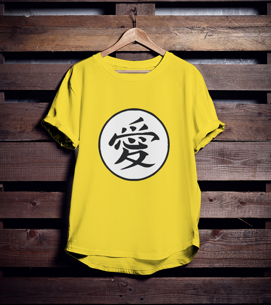 CalebCity Merch Love Kanji Symbol Yellow Circle T-Shirt