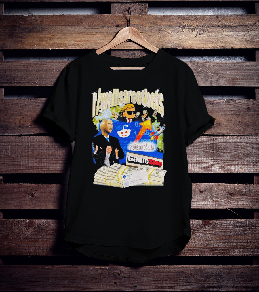 R/wallstreetbets Stonks GameStop Rocket Money Reddit Meme T-Shirt