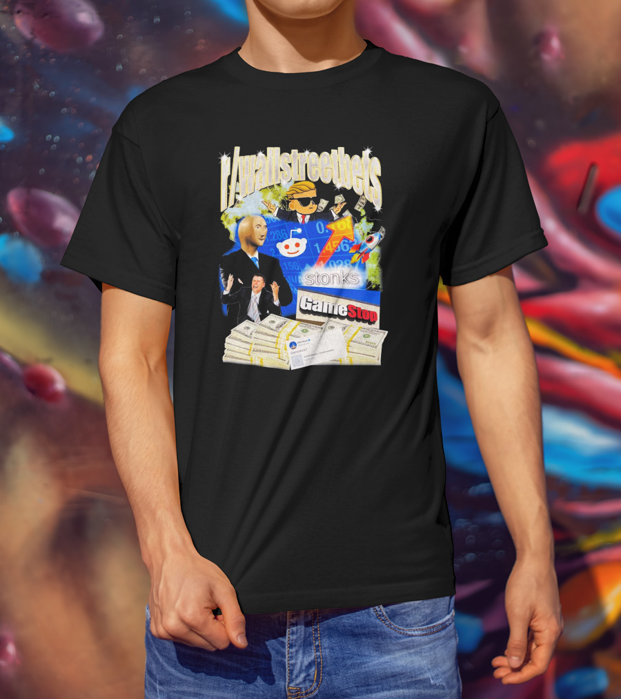 R/wallstreetbets Stonks GameStop Rocket Money Reddit Meme T-Shirt