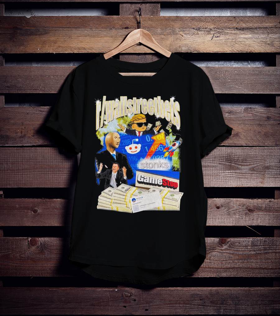 R/wallstreetbets Stonks GameStop Rocket Money Memes T-Shirt