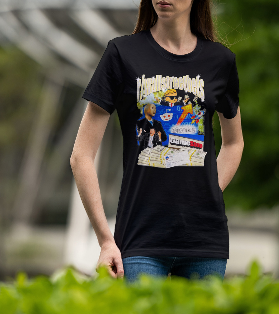 R/wallstreetbets Stonks GameStop Rocket Money Memes T-Shirt