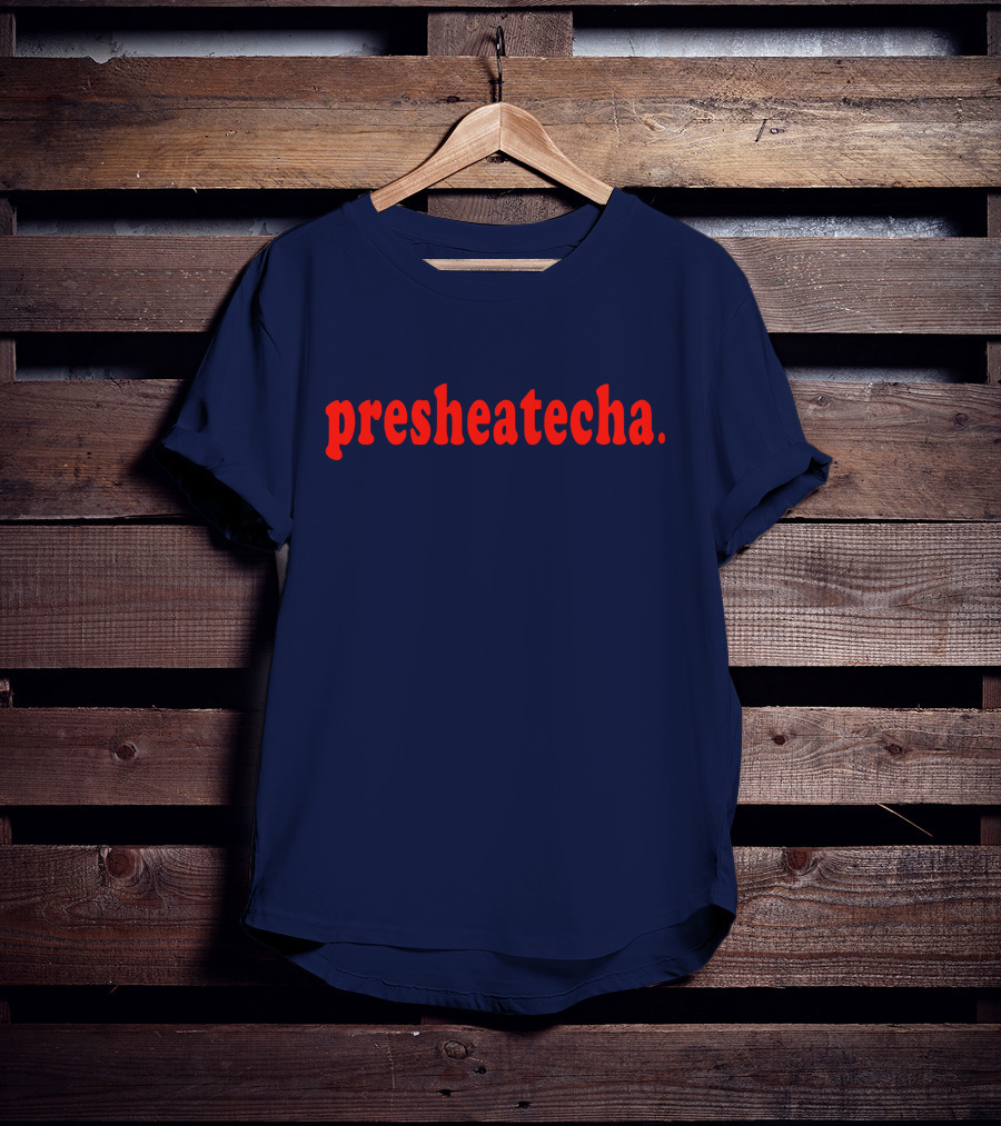 Presheatecha Thank You In Red Text On Dark Blue Background T-Shirt