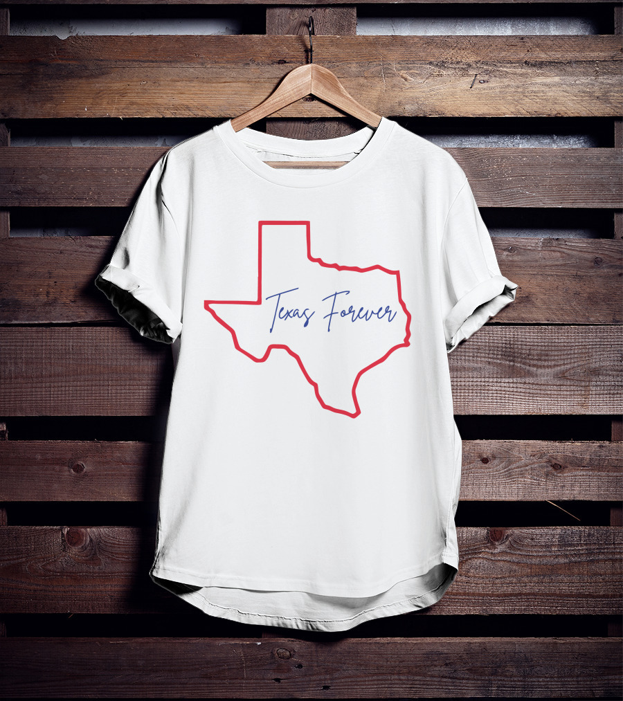 Texas Forever Red Outline State Map T-Shirt