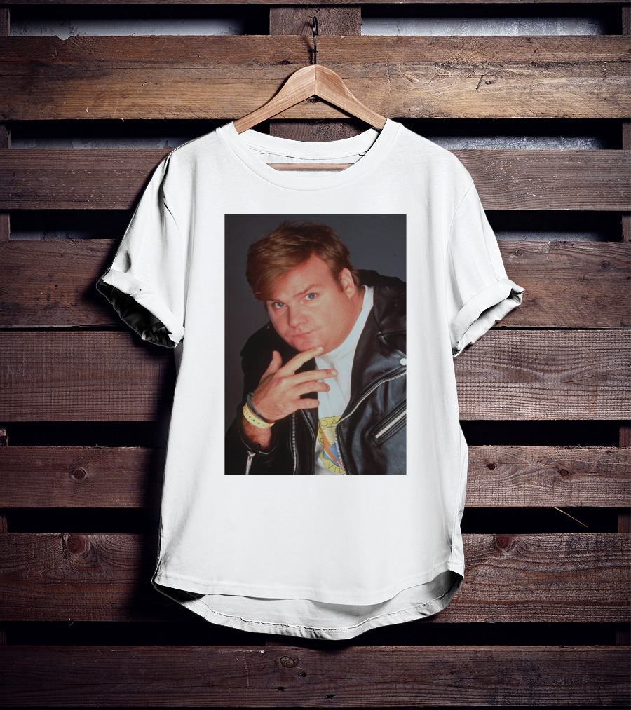 Kid Cudi Chris Farley Style Leather Jacket White Shirt Bracelet 90s Fashion T-Shirt