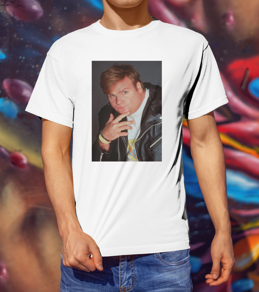 Kid Cudi Chris Farley Style Leather Jacket White Shirt Bracelet 90s Fashion T-Shirt