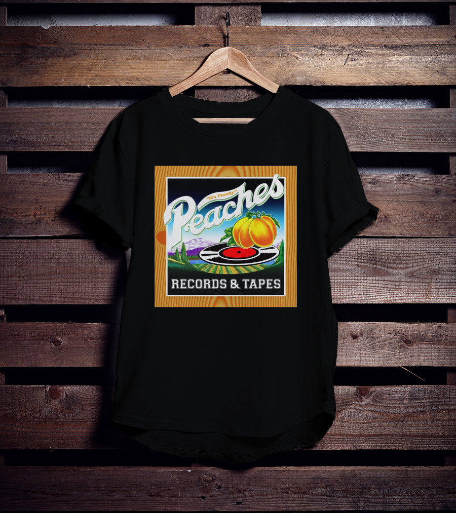 It's Peachy Peaches Records And Tapes Retro Vinyl T-Shirt