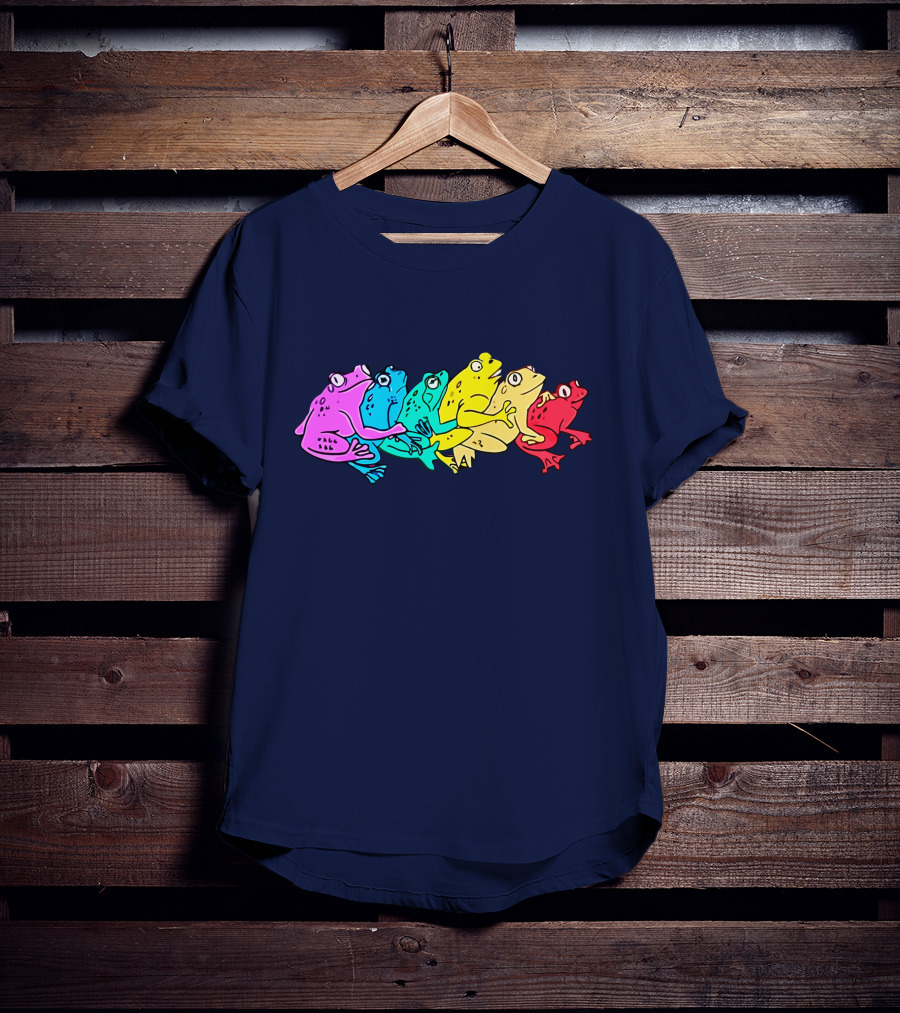 Rainbow Gay Frog Pride Colors Vibrant Frogs T-Shirt