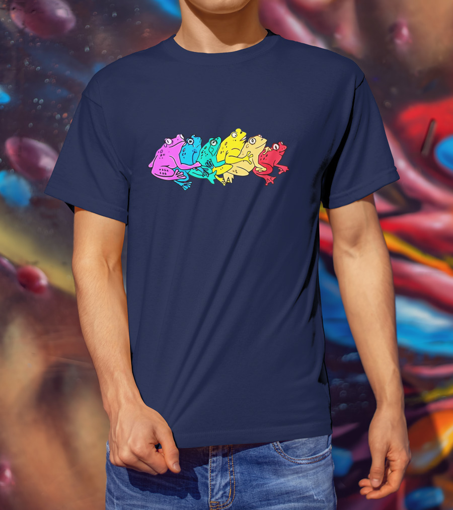 Rainbow Gay Frog Pride Colors Vibrant Frogs T-Shirt