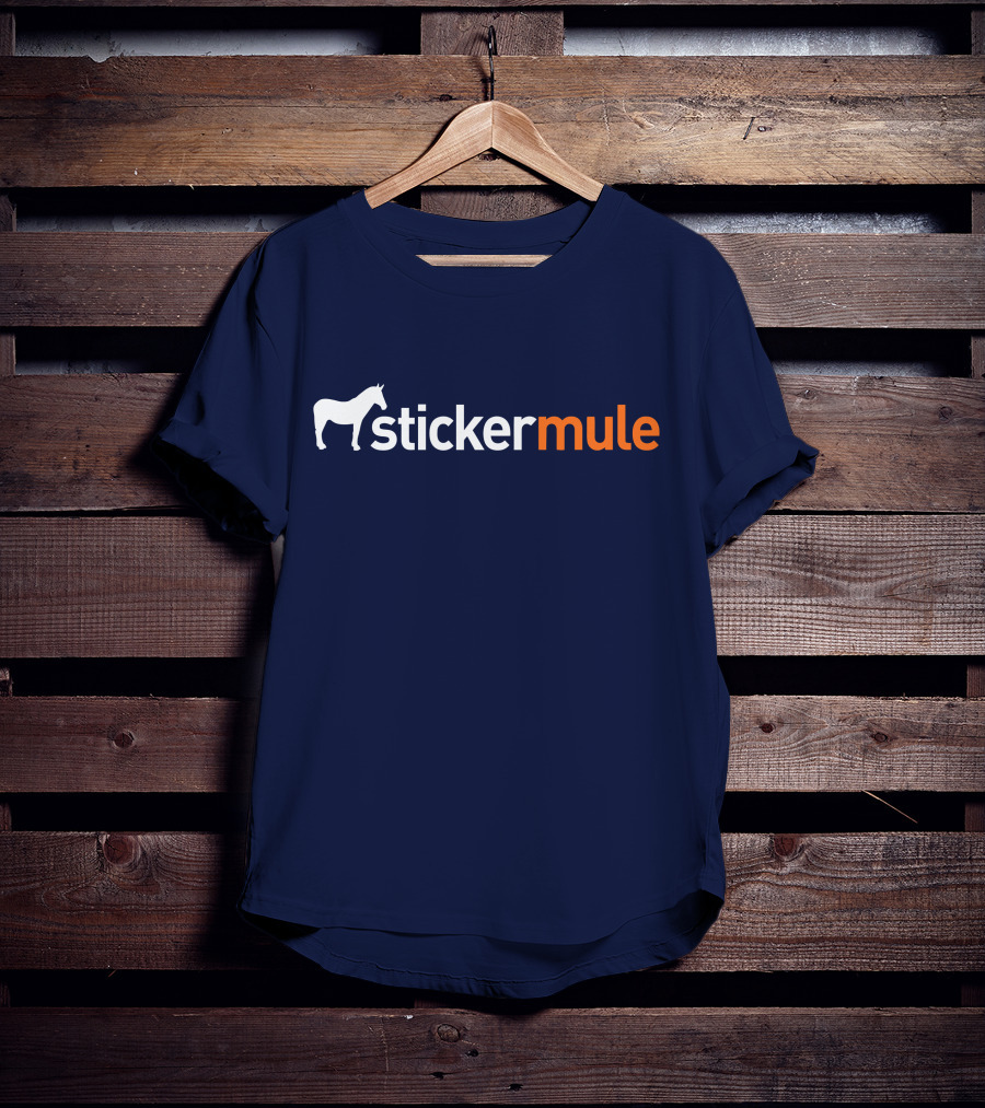 Sticker Mule White Horse Icon Navy Background T-Shirt