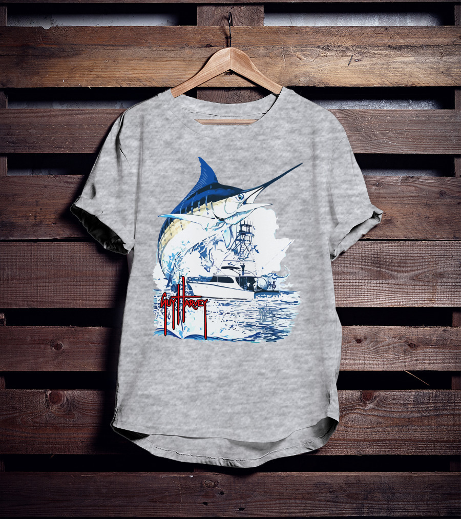 Guy Harvey Marlin Fishing Boat Ocean Adventure T-Shirt