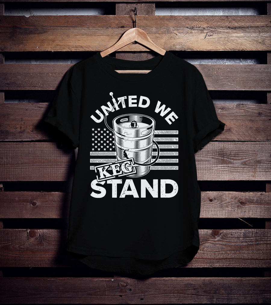 United We Keg Stand American Flag Keg Party T-Shirt