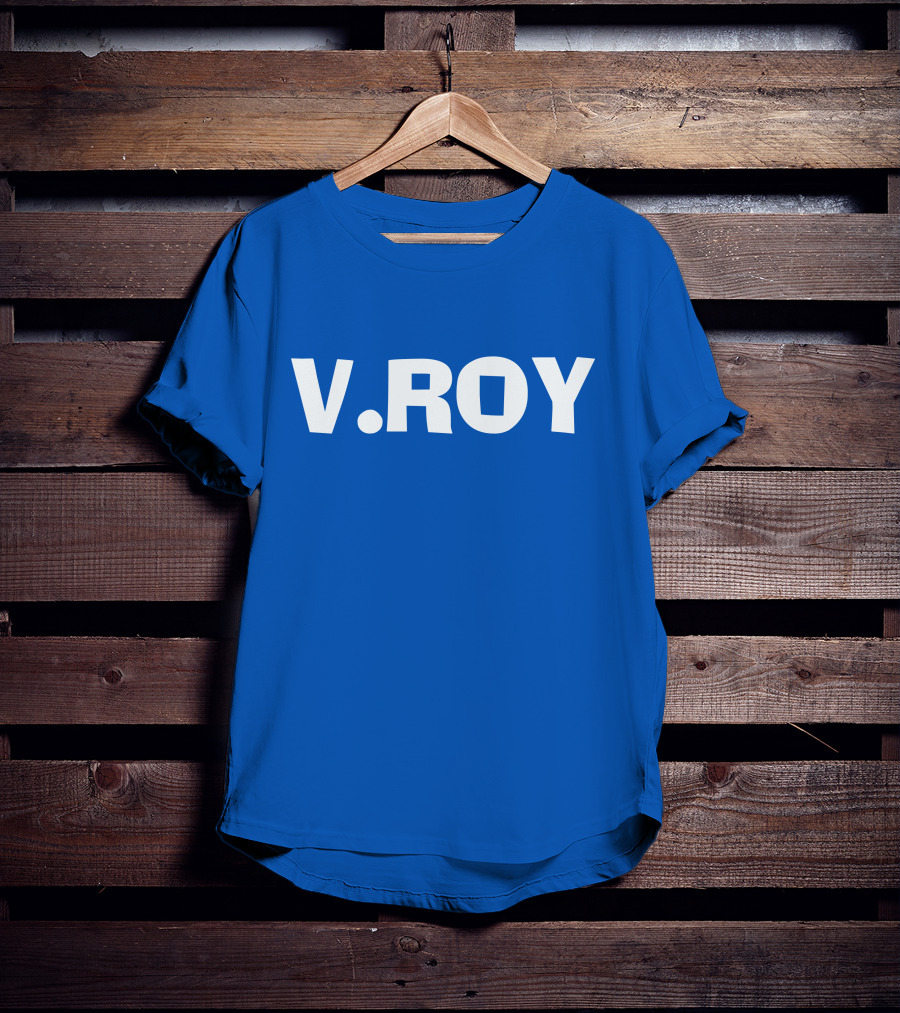 V Roy Classic Blue Typography T-Shirt