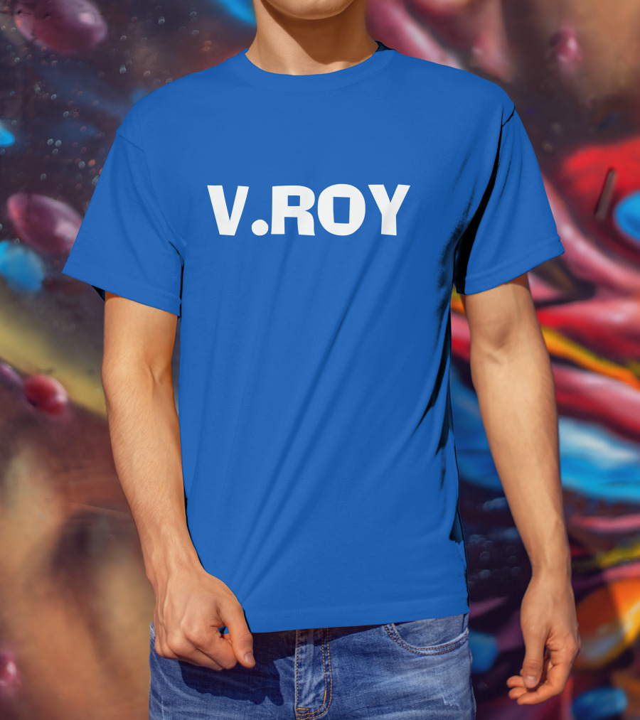V Roy Classic Blue Typography T-Shirt