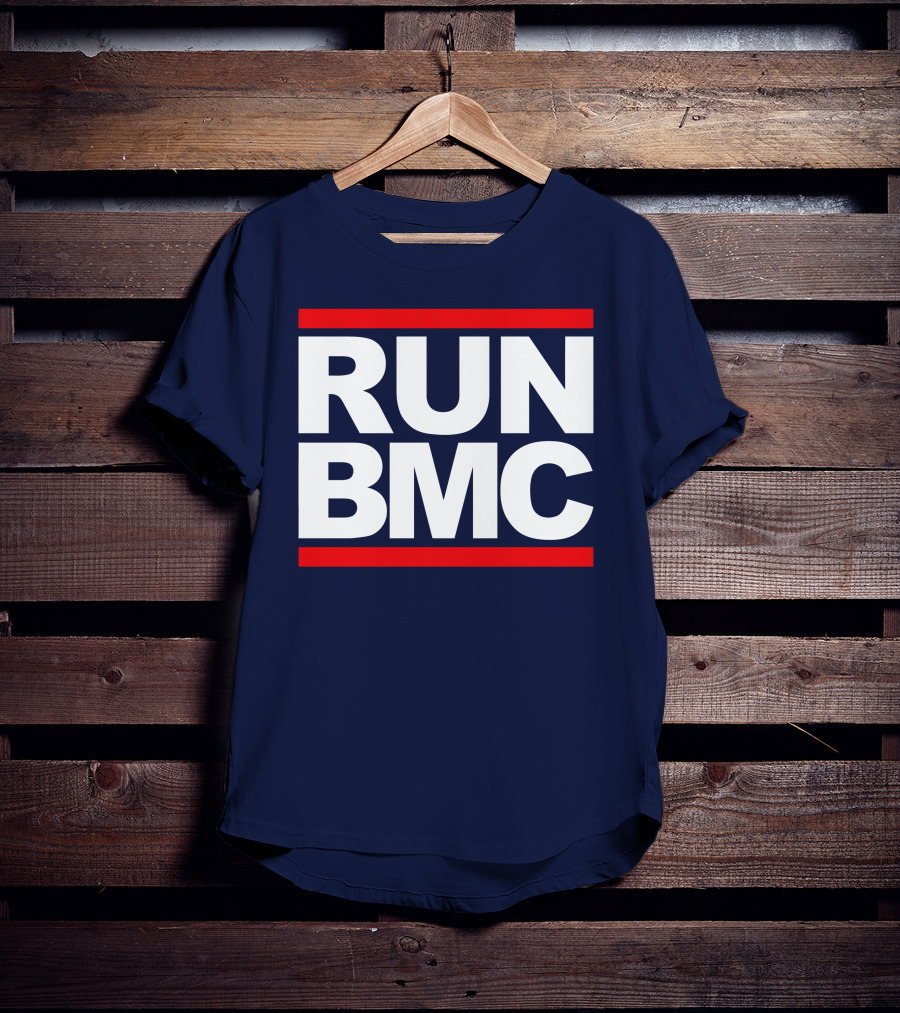 RUN BMC Bold White Text With Red Bars T-Shirt