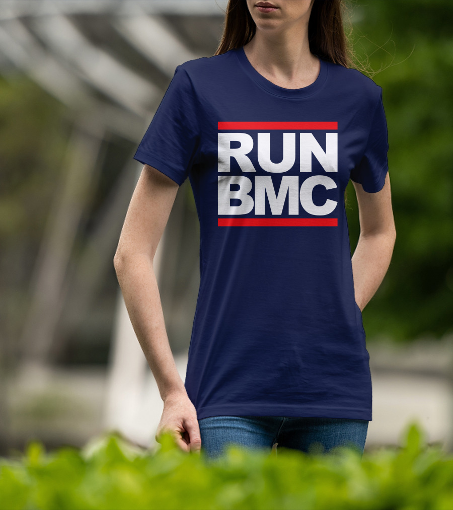 RUN BMC Bold White Text With Red Bars T-Shirt