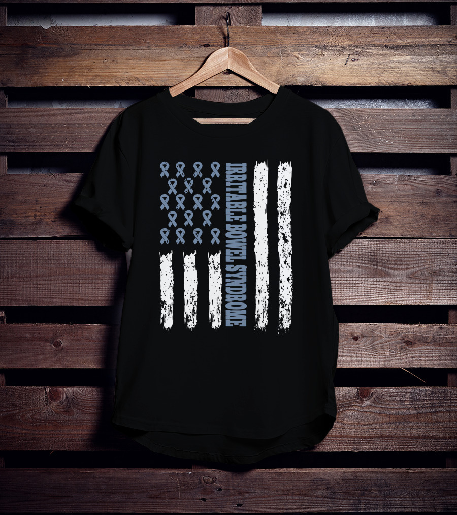 Irritable Bowel Syndrome Awareness Flag With Ribbons T-Shirt