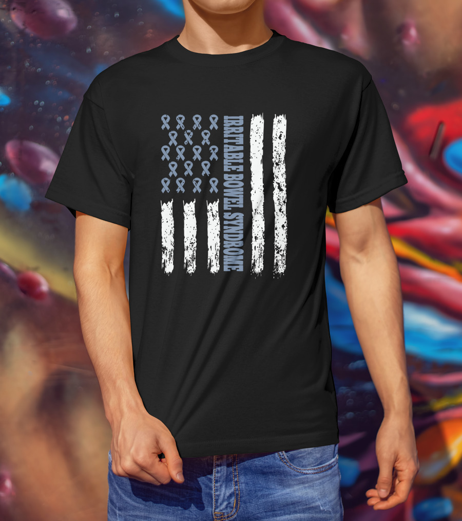 Irritable Bowel Syndrome Awareness Flag With Ribbons T-Shirt