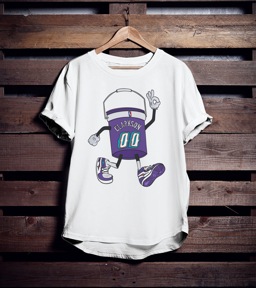 Clarkson 00 NBA Themed Cartoon Bucket Character With Sneakers T-Shirt