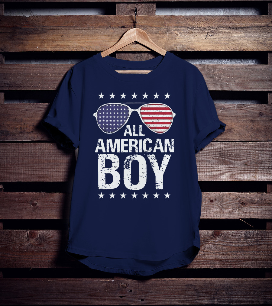 All American Boy Patriotic Sunglasses Stars Flag Fourth Of July T-Shirt
