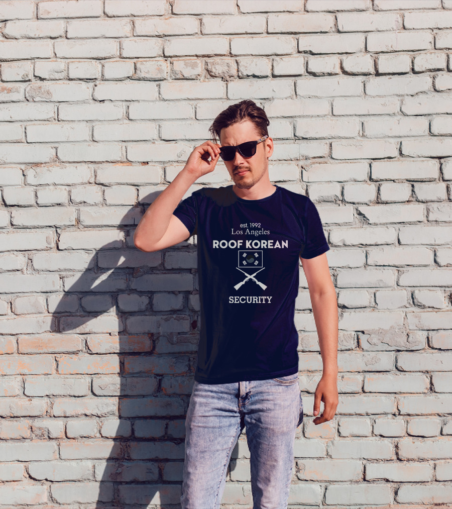 Est. 1992 Los Angeles Roof Korean Security T-Shirt