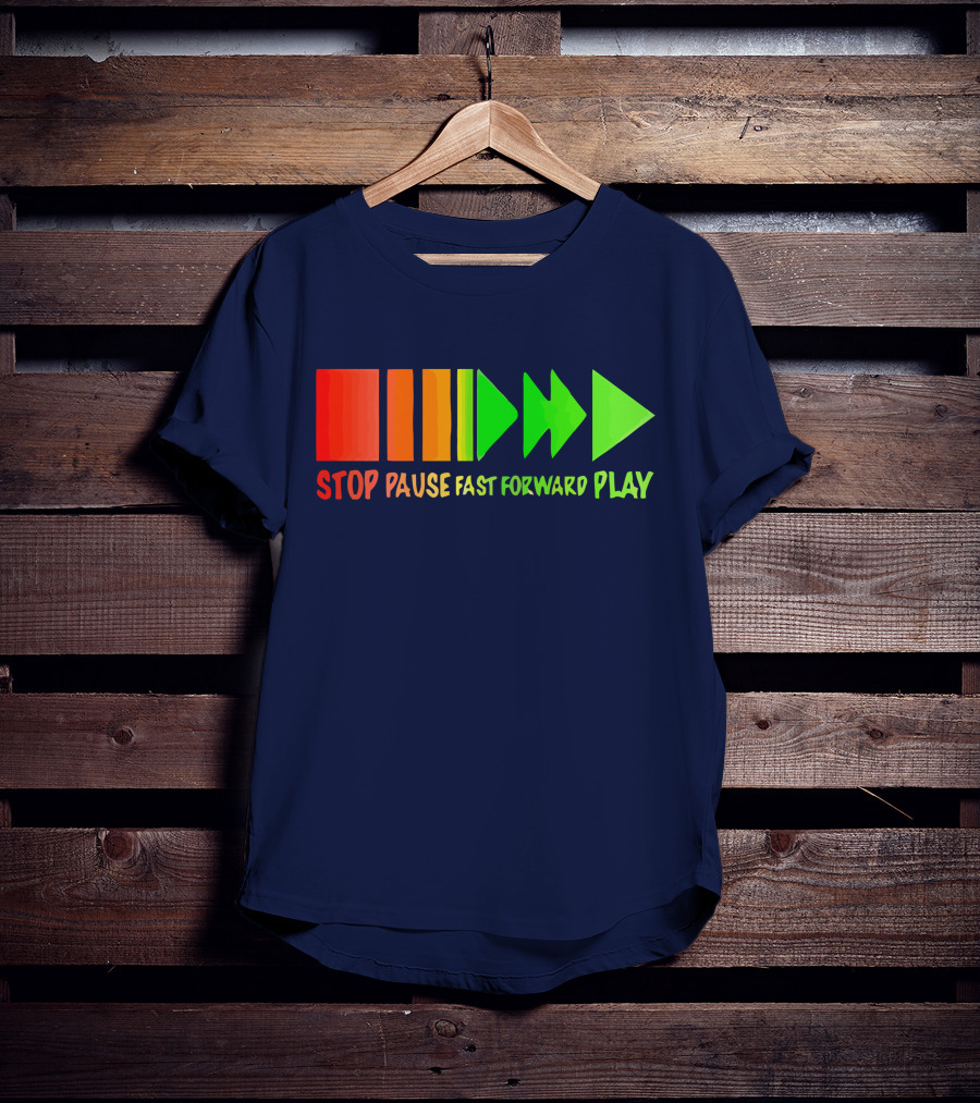 Stop Pause Fast Forward Play Bright Iconic Symbols T-Shirt