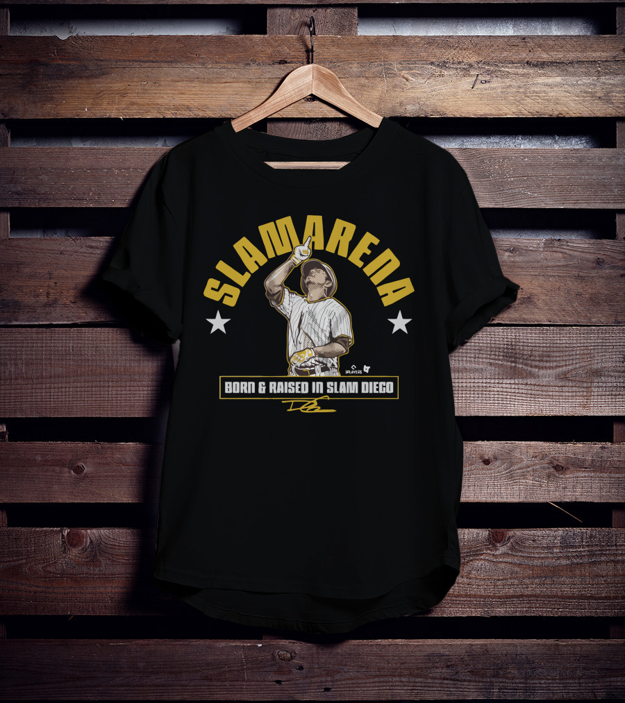 SLAMARENA Born And Raised In Slam Diego Baseball Stars T-Shirt