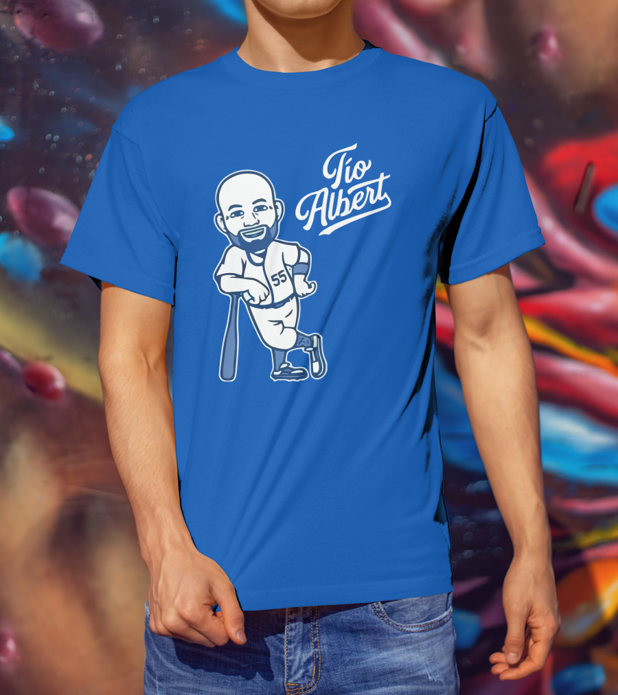 Los Angeles Baseball Tio Albert 55 Cartoon Character T-Shirt