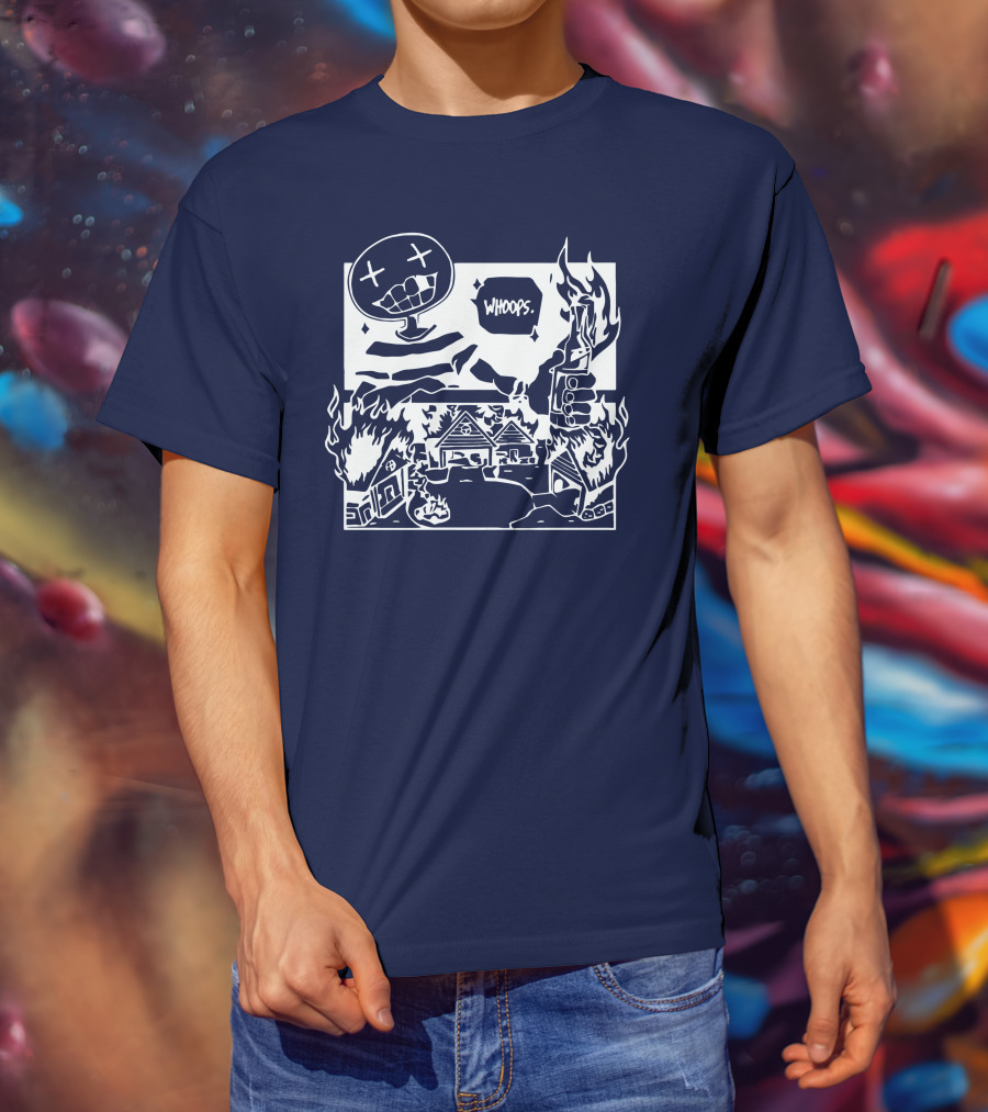 Offcanny Merch Shop Whoops Burning Houses Scene T-Shirt