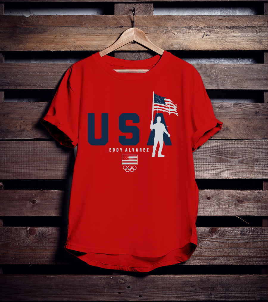 USA Eddy Alvarez Olympic Flag Bearer T-Shirt