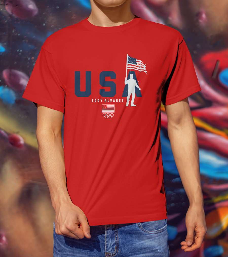USA Eddy Alvarez Olympic Flag Bearer T-Shirt