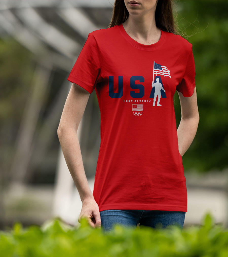 USA Eddy Alvarez Olympic Flag Bearer T-Shirt