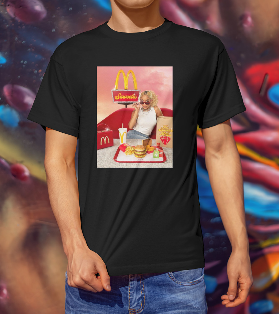 Saweetie Meal McDonald's Promo Featuring Iconic Branding And Menu Items T-Shirt