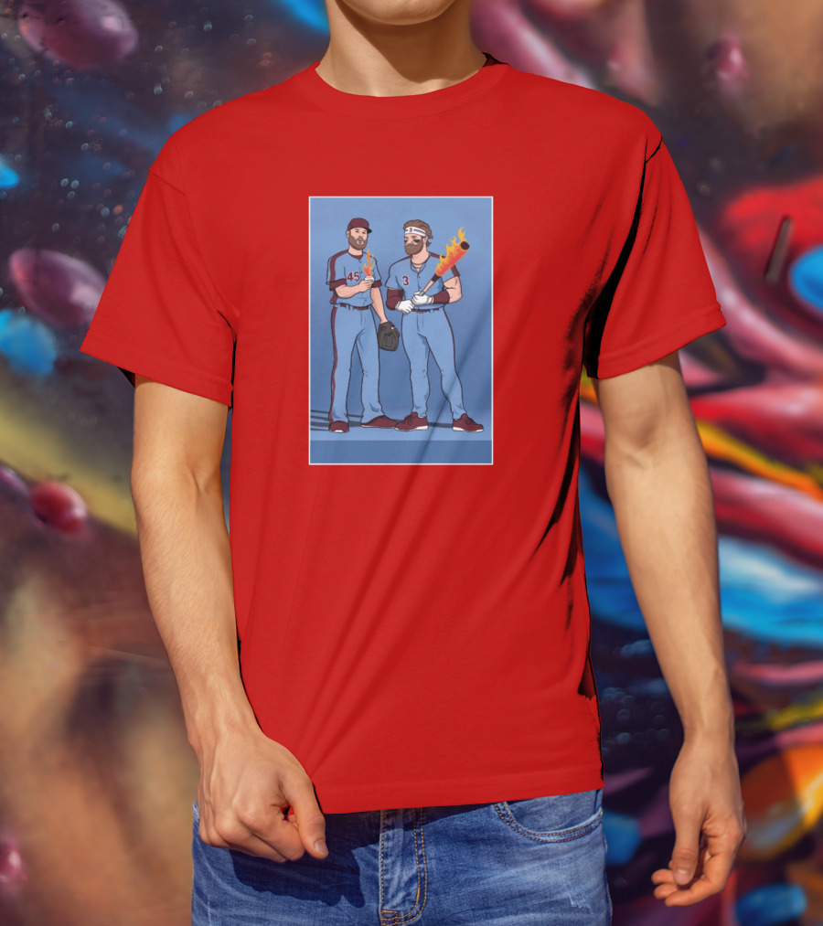 Bryce And Zack Flaming Baseball Bat T-Shirt